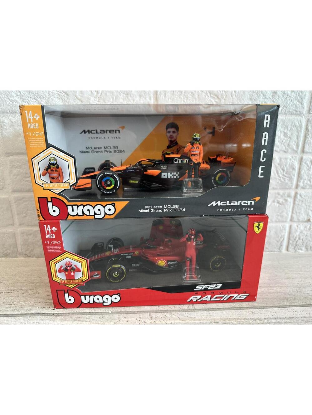 Diecast Bburago F1 McLaren Ferrari racecar lot of 2 1:24 scale